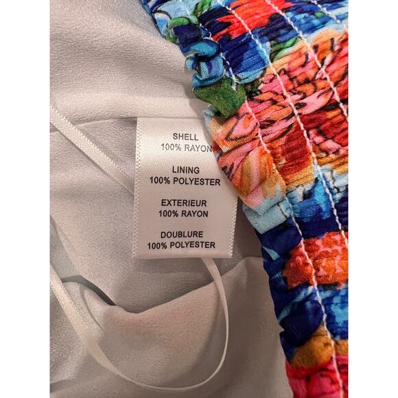 MILLY Wyatt Paint Dalia Print Elastic Waist Pull OnSkirt Blue Red Smocking Sz 8 - Picture 6 of 7